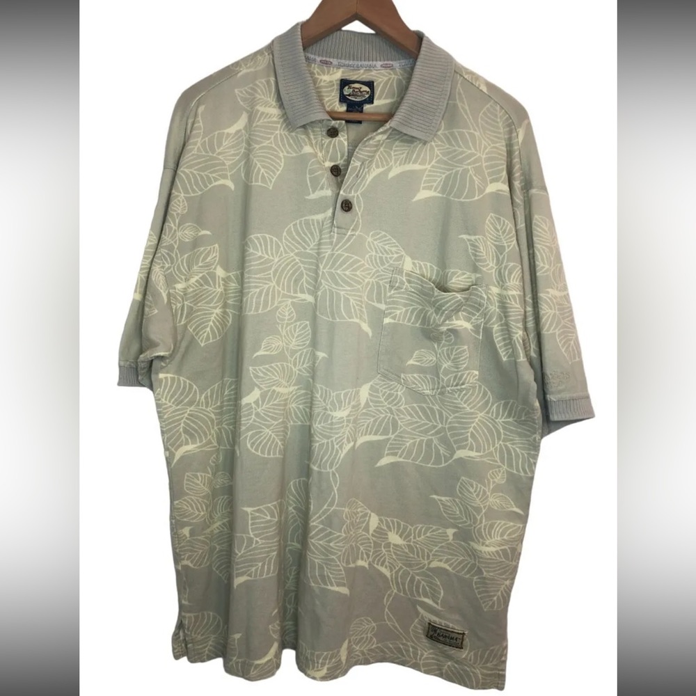 VTG 90s Tommy Bahama Mens L An Original Floral Hawaii Button Leaf Pattern Shirt